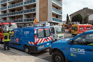 INTERVENTION POUR UN DE CUISINE EN CENTRE-VILLE, SAPEURS-POMPIERS DU CENTRE DE SECOURS DU VAL D'ARIEGE, PAMIERS (09), FRANCE 