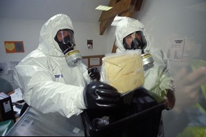 ALERTE ENVELOPPE SUCCEPTIBLE DE CONTENIR DE LA POUDRE D'ANTHRAX, (BACILLE DU CHARBON), TLD, TENUE LEGERE DE DECONTAMINATION, SEINE ET MARNE, (77), FRANCE 