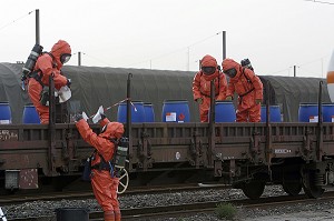 EURATECH 2005, EXERCICE EUROPEEN D'ACCIDENT TECHNOLOGIQUE MAJEUR, TRANSPORT FERROVIAIRE DE PRODUIT TOXIQUES, PORTE LES VALENCES, DROME, (26), RHONE-ALPES, AUVERGNE-RHONE-ALPES, FRANCE 
