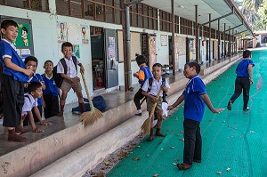 LES ELEVES DE PRIMAIRES A LA RECREATION, ECOLE SUAN LUNG, BANG SAPHAN, THAILANDE, ASIE 