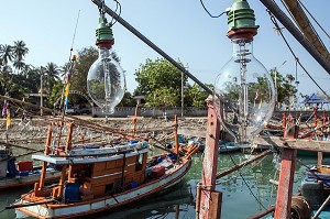 PORT DE PECHE AUX CALAMARS, BANG SAPHAN, THAILANDE, ASIE 