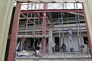 TRAVAUX, CONSTRUCTION D'UN IMMEUBLE, BANGKOK, THAILANDE 