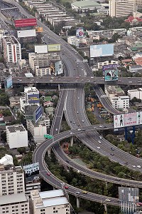 RESEAU ROUTIER, VUE GENERALE DE LA VILLE, BANGKOK, THAILANDE 