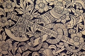 DETAIL DU VOLET EN BOIS LAQUE DU VIHARA DU BOUDDHA COUCHE, WAT PHO (WAT PHRA CHETUPON) OU TEMPLE DU BOUDDHA COUCHE, BANGKOK, THAILANDE, ASIE 