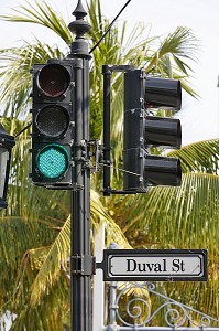 FEU VERT, DUVAL STREET, KEY WEST, FLORIDE, FLORIDA, ETATS-UNIS, USA 