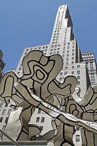 'GROUPE DE QUATRE ARBRES', SCULPTURE DE JEAN DUBUFFET ERIGEE DEVANT LE SIEGE DE LA CHASE MANHATTAN BANK ENTRE 1969 ET 1972, QUARTIER FINANCIER DE MANHATTAN, NEW YORK CITY, ETAT DE NEW YORK, ETATS-UNIS 